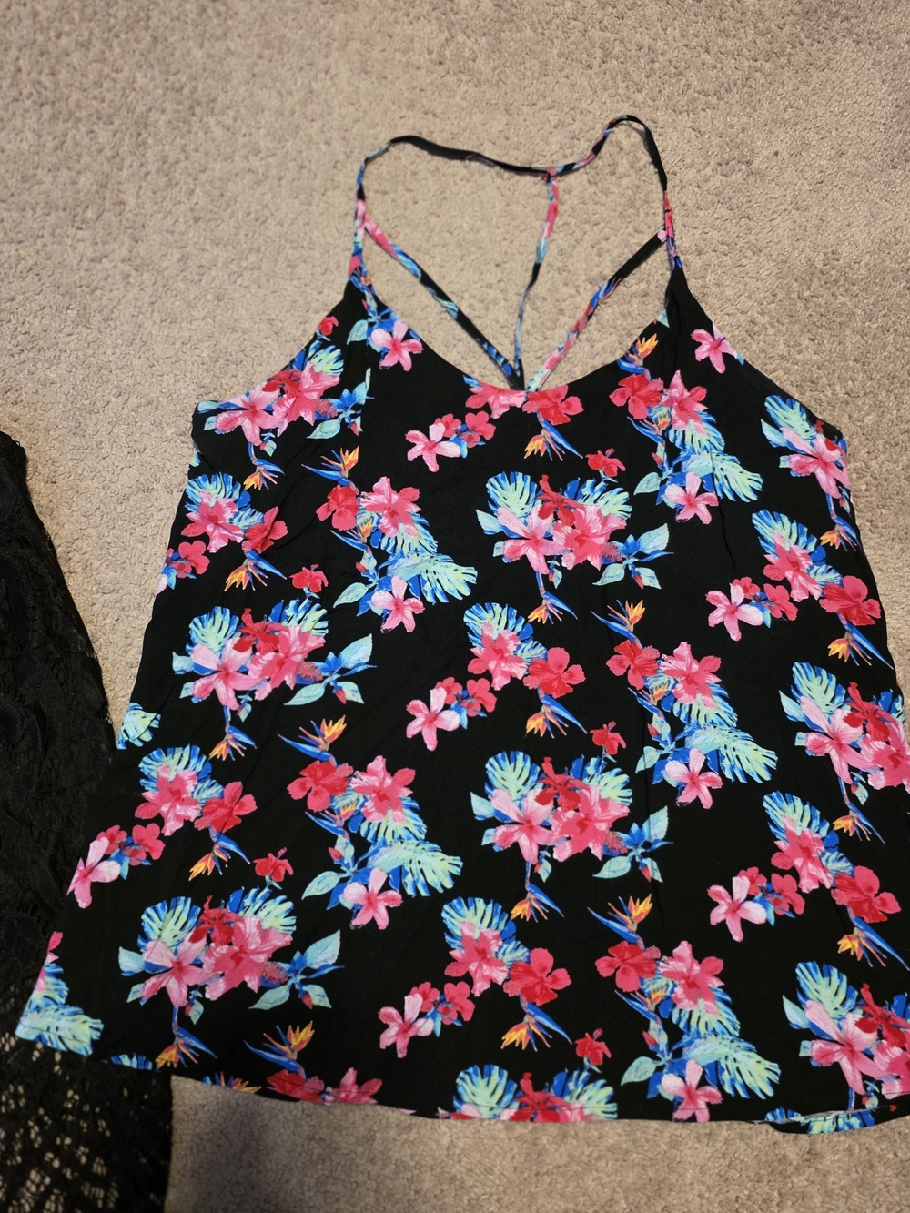 No Boundaries Black Lace Camisole & Floral Strappy Camisole - Picture 3 of 3